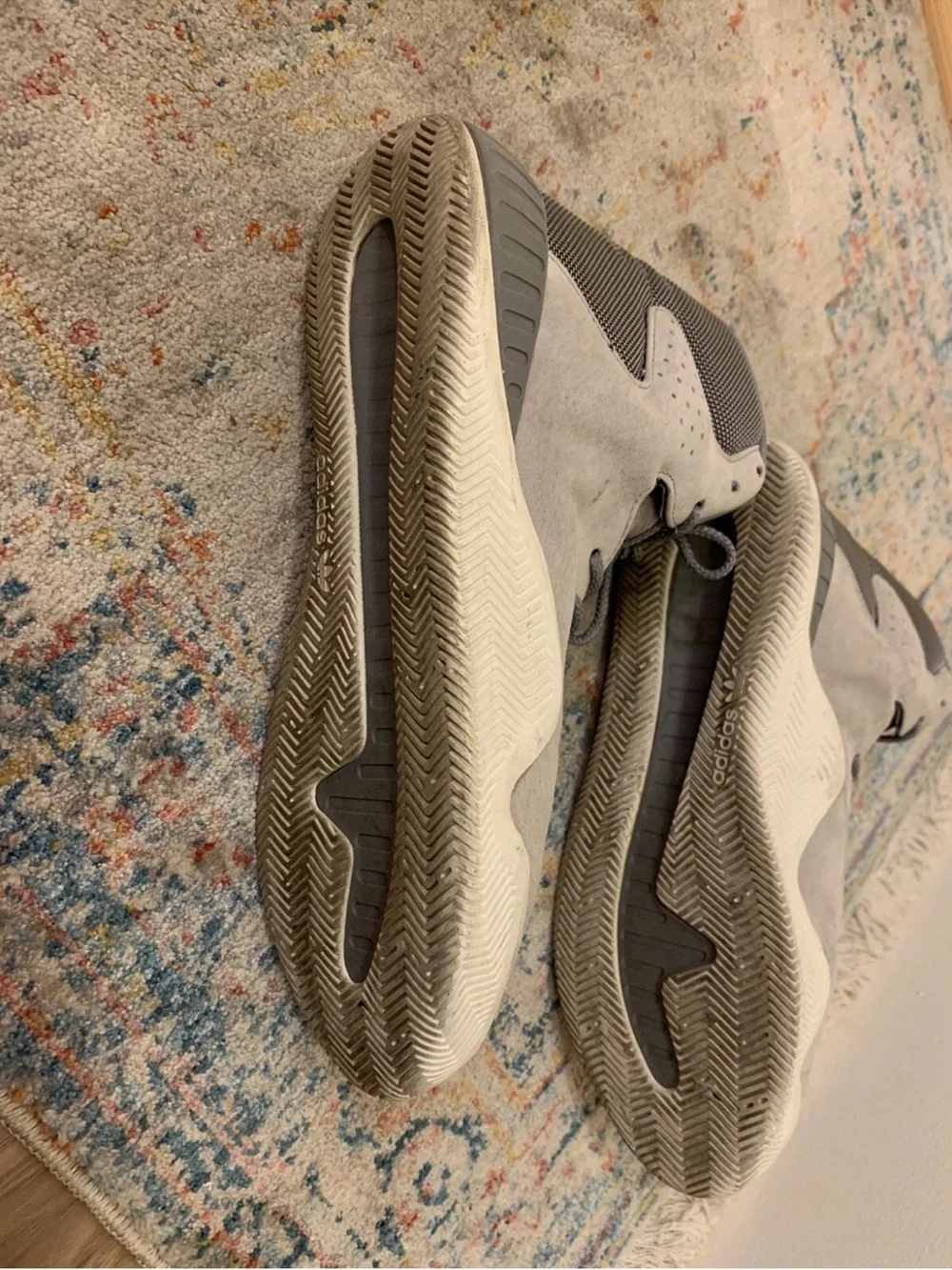 adidas Men's Light Gray Suede High-Top Sneakers